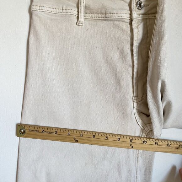 Articles Of Society Cropped Wide Leg Jeans 8/29 Ivory Mid Rise Relaxed Raw Hem - Picture 6 of 13